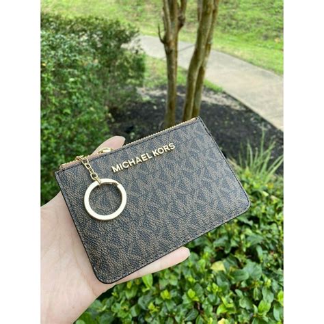 michael kors keychain wallet brown|Michael Kors slim billfold wallet.